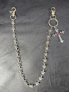 Cross Pants Chain Waist Chain Lobster Clasp Pendant Wallet Chain Vintage Chain Double Layer Chain Hip Hop Punk Jeans Chain Pocket Chain Men's Key Chain Multi-Element Pants Chain - Ancient White K - View 8