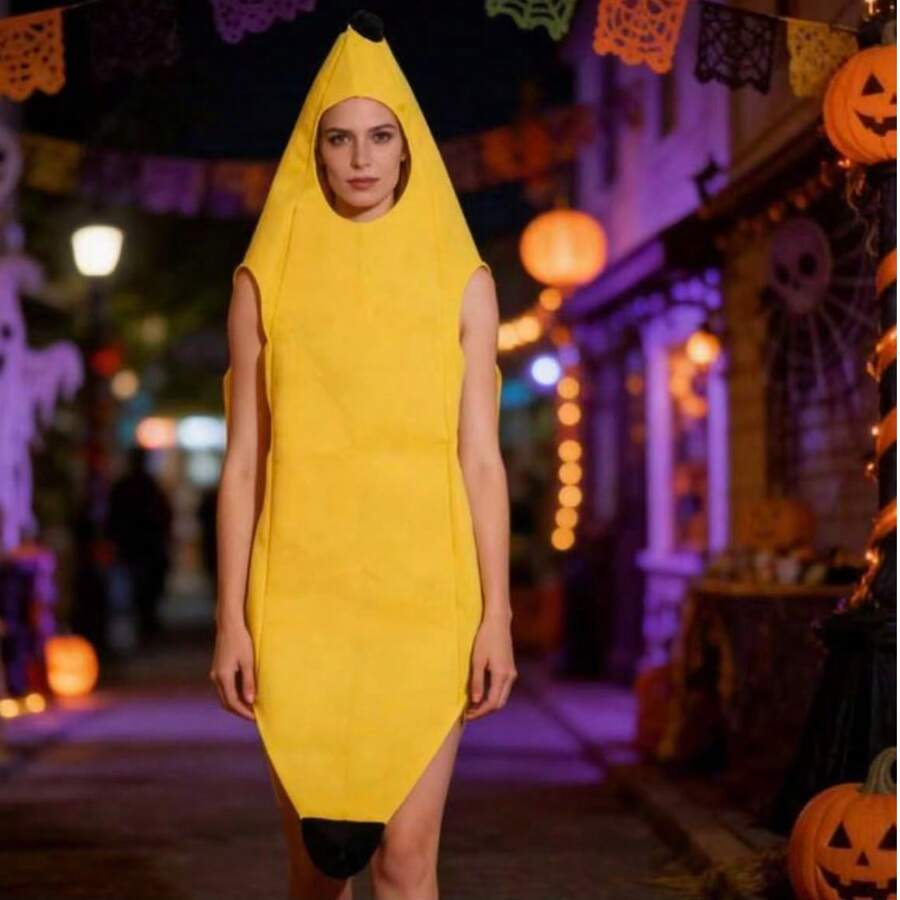 Banana Clothing - Adult Small Size - Neutral Fruit Tropical Food Role-Playing Novel Female Humorous Outfit, Adult Small Size Neutral Size, Halloween - Multicolor - View 1