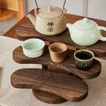 1pc Vintage Carbonized Wooden 3-Tier Desktop Storage Rack, Vertical Shelf, Jewelry Display Stand, Wooden Tray Holder, Wooden Tray, Cosmetics Perfume Accessories Display Rack, Tea Storage Rack, Suitable For Restaurant, Kitchen, Hotel, Home Storage - View 2