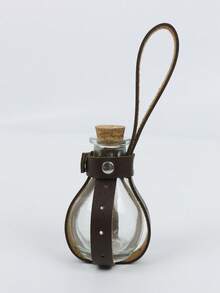 Medieval Glass Potion Bottle With PU Leather Holder, Cork Stopper Mini Glass Vial, Retro Cosplay Prop For Halloween Themed Party - A - View 11