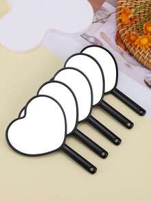 1pc/5pcs/10pcs Handheld Heart-Shaped Mirror, Cute Makeup Mirror, Suitable For Student Dorm - Multicolor - View 6