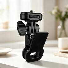 1/4" Universal Clamp Mount, Heavy‑Duty Adjustable Spring Clip For Light Mic Camera, Portable Holder For Desk Laptop Live Streaming Vlog - Black - View 3