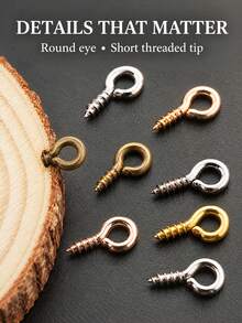 Mini Sheep Eye Pins DIY Jewelry Connector Accessories, 8mm Screw Eye Pins, 50pcs Solid Color Bag And 350pcs Seven Color Box Options, Box Set Comes With Transparent Divided Storage Box, Suitable For Necklace Pendants, Earrings, Wooden Crafts And Beaded Works - Sheep Eye Nail - View 2
