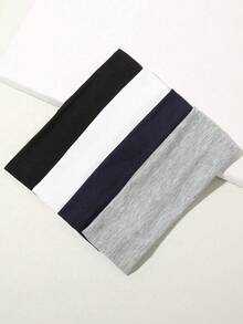 4pcs Wide Solid Color Simple Headbands Suitable For Sports Casual,Gym Hair Band,Autumn Hair Accessories For Women - Multicolor - View 1
