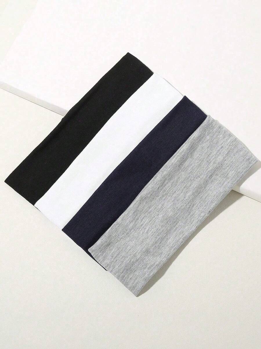 4pcs Wide Solid Color Simple Headbands Suitable For Sports Casual,Gym Hair Band,Autumn Hair Accessories For Women - Multicolor - View 1