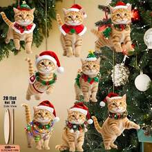 Cute Orange Tabby Cat Christmas Ornament - 2D Flat Non-3D | Classic Style, Suitable For Christmas Tree, Home, Office, Yard, Classroom | Multi-Purpose - A - View 2