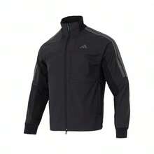 Adidas Men's Windproof Casual Sports Basic Versatile Solid Color Woven Business Casual Warm Jacket - Black - View 6