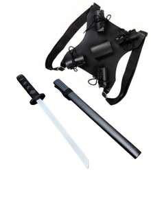 3pcs Set - Halloween Costume Props, Including Shoulder Strap And 2 Handheld Models, Renaissance Warrior Costume Accessories, Retractable Samurai Sword, Renaissance, Medieval, Sword Fake, Made Of PU Material, And Harmless, PU Foam Soft Material, Non-Metal, Unsharpened, For Adult Use Only - Multicolor - View 19
