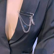 Fashionable Personalized Pearl Chain Brooch Universal Pin Accessory Anti-Exposure Beaded Clasp Pendant - Silver - View 2