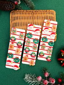 12/24/36pcs Random Christmas Series Kids High Elasticity Hair Ties, 3D Cartoon Pattern, Holiday Dress Up Girls Hair Accessories - Multicolor - View 4