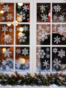 3pcs Silver Glitter Snowflake Window Stickers, Static Christmas Window Decals, Winter Home Decor Snowflake Stickers, Reusable Glue-Free Snowflake Stickers, Suitable For Glass Doors And Mirrors, Winter Christmas Home Decoration - Multiple Styles - View 10