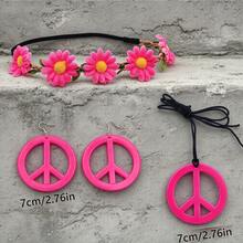 FunMular 60s =70s Hippie Costume Accessory Set, Daisy Flower Headband Peace Sign Necklace Earrings Braided Bracelet, Retro Theme Party Fancy Dress Kit - Multicolor - View 7
