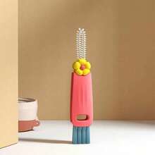 3-In-1 Petal Cup Lid Cleaning Brush, Multi-Function Soft Bristle Gap Brush For Insulated Cup, Pacifier, Keyboard, Dust Removal, Creative Household Kitchen Cleaning Tool - A - View 13