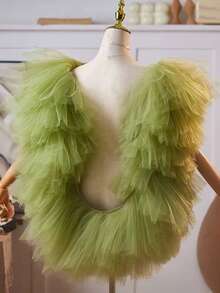 Women's Minimalist Mesh Shawl, Fashionable Wedding Dress, Versatile For Wedding, Performance, Party - Mint Green - View 3