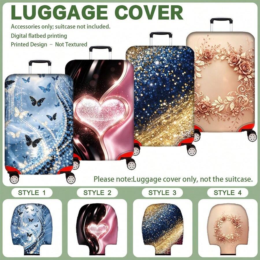 1PC, Flat Print Design, Luggage Cover (Only Luggage Cover, Not Including Luggage), Suitable For 20 To 30 Inch Luggage, Made Of Thickened High-Quality Fabric, Essential Accessory For Your Travel And Checked Luggage.