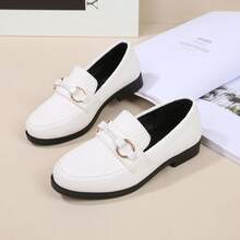 Men's Formal Slip-On Loafers Casual Moccasin Style Portable Suitable For Party Wear Suitable For Kids (Foot Length Chart For Size Selection) - White - View 5