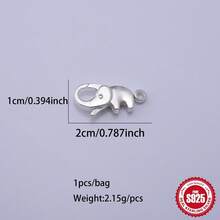 1 mặt dây chuyền voi mini dễ thương bằng bạc Sterling S925 kèm móc lò xo và móc khóa tôm, linh kiện và phụ kiện làm trang sức, vật liệu làm phụ kiện DIY, phù hợp cho vòng tay, dây chuyền và hoa tai handmade - Bạc - Xem 6