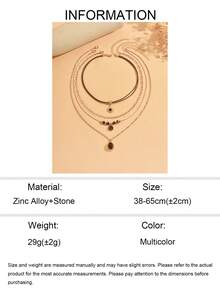 4pcs/Set Vintage Design Maillard Tiger Eye Stone Multi-Layer Stackable Necklace Set, Casual Women's Neck Jewelry, Suitable For Daily Wear And Vacation Party - Multicolor - View 5