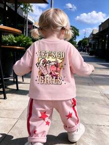 Young Girl Western Print Long Sleeve Tee - Pink - View 11