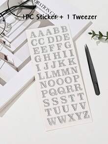 1pc Colorful Rhinestone Uppercase English Letter Decorative Sticker Set, Silver/Pink/Blue/Black/Purple/Red Rhinestone Decorative Stickers, 3D Self-Adhesive Rhinestone Patches, Comes With Tweezers, Can Be Freely Combined To Create Words, Suitable For Phone Cases, Laptops, Earphone Cases, Gift Boxes, Storage Boxes, Crafts, Party Decorations, Personalized Identification Beautification Patches - one-size - View 14