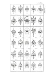30pcs Henna Temporary Tattoos, Waterproof, Sweat-Resistant, Easy To Use - Black - View 10