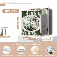 1pc Vintage Disco Ball "This Kitchen Is For Dancing" Text Canvas Art Print, Modern Style, Suitable For Home Office Decor, Living Room, Bedroom, Kitchen And Other Places, Optional Framed, Wall Art, Kitchen Decor - Multicolor - View 14