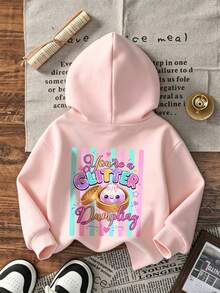 Girls Cute You're A Glitter Dumpling Graphic Sweatshirt, Sweet Long Sleeve Pullover Sweatshirt, Suitable For Autumn/Winter - Pink - View 4