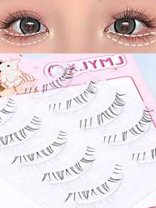 5 Pairs Clear Stem Natural False Eyelashes, Japanese Anime Style Exaggerated DIY Cosplay Lower Lashes, Reusable, Suitable For Women And Girls, Comfortable Strip False Eyelashes - Multicolor - View 4