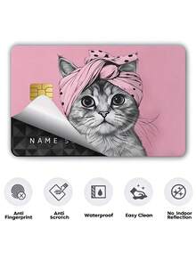 4pcs Cute Cat Credit Card Stickers, Suitable For Pet Lovers, Girls, Best Friends, Birthday Gifts, PVC Material, Waterproof, Anti-Fingerprint, Scratch-Resistant And Durable, Suitable For Men And Women, Students, Decorating Debit Cards/Credit Cards, Transit Cards, Bus Cards - B - View 7