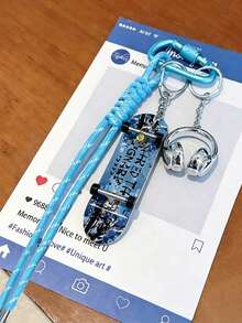 Mini Skateboard Earphone Keychain, Woven Rope Keychain And Bracelet Pendant, Heart-Shaped Exquisite Decorative Pendant For Girls, Multi-Color High-End Accessory Charm, Suitable For Decorating Bags, Valentine's Day Gifts, Wallets, School Bags, Backpacks And Handbags. Shopping Bag Accessory, Suitable As Gifts For Teachers/Friends/Sisters, Women's Accessories - Multicolor - View 3