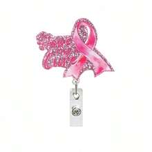 1pc Fun Glitter Pink Heart Acrylic Badge Clip, Valentine's Day Retractable Lanyard - Multicolor - View 11