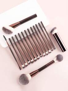 16pcs Multi-Function Makeup Brush Set, Dual-Ended Powder Brush, Angled Foundation Brush, Concealer Brush, Detail Eyeshadow Brush, Spiral Brow Brush, Suitable For Daily Commute Makeup And Party Makeup - Multicolor - View 9