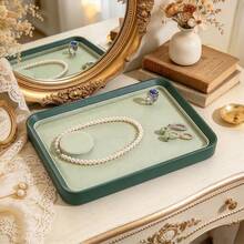 1pc French Vintage Luxury Jewelry Tray, Leather Suede Necklace Ring Earring Bracelet Selection Tray, Jewelry Storage Display Prop - Multicolor - View 10