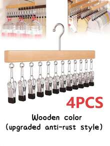 2/1pc Rak Jemuran Topi & Pakaian Kayu 12 Klip, Cocok untuk Pakaian Dalam, Dasi, Kamisol, Syal, Sabuk, Rak Penyimpanan & Pengorganisasian Rumah, Cocok untuk Kamar Mandi, Kamar Tidur, Lemari, Rumah, Asrama, Gaya Musim Semi Sederhana, Atasan Musim Panas - Perak - View 17