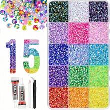15/30 Colors Resin Rhinestone Set, Shiny Transparent Flat Back Rhinestones DIY Craft Material Kit, Suitable For DIY Clothing Rhinestone Decoration, Jewelry Making, Diamond Painting And Other DIY Craft Projects - Multi-color - View 7
