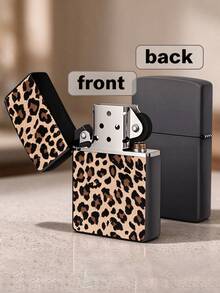 1pc 2D High-Definition Printed Creative Leopard Print Lighter Case, Anti-Collision Pressure-Resistant Lightweight Design, High-Precision Texture Printing, Classic Leopard Stripe Pattern, Perfect Gift For Father, Christmas Gift, Christmas Decoration, Travel Essential, Holiday Essential - Multicolor - View 1