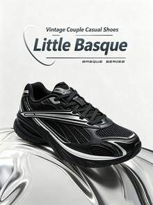 XTEP Little Basque Women's Running Shoes, Mesh Breathable Comfortable Lightweight Retro Sports Sneakers, Black - Black - View 1