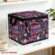 1PC Hair Styling Tool Pattern Foldable Storage Box With Lid, 2D Flat, Zippered Organizer For Clothes, Towels And Bedding, Perfect For Home And Closet Use, Suitable For Miscellaneous Storage, Can Be Placed Under Bed, Best Home Decor Storage Solution - 1 Piece - View 2