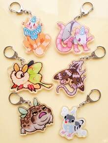 1pc/6pcs Cute Animal Insect Aesthetic Anime Acrylic Keychains, Adorable Animal Party & Forest Insect Natural Aesthetic Art Series Irregular Pattern Pendant, Backpack & Car Key Accessory, Gift For Animal Lovers, Forest Insect Natural Aesthetic, Healing Illustration & Cute Anime Fans - Multicolor - View 6