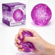 1Pc Purple Green Beaded Texture Squeeze Ball Soft Slow Rebound Calming Fidget For Adults Teens Office Desk Decor Christmas Gift Random Style - Multicolor - View 2