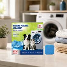 Limpiador para lavadora en tabletas, elimina vello de mascotas, sarro, grasa y malos olores, fórmula suave de baja espuma, ideal para hogares con mascotas, compatible con lavadoras de carga frontal y superior, para mantenimiento regular del tambor - De Estado sólido - Ver 4