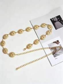 1pc High Quality Round Metal Belt, Suitable For Women To Wear In Summer - Multicolor - View 3