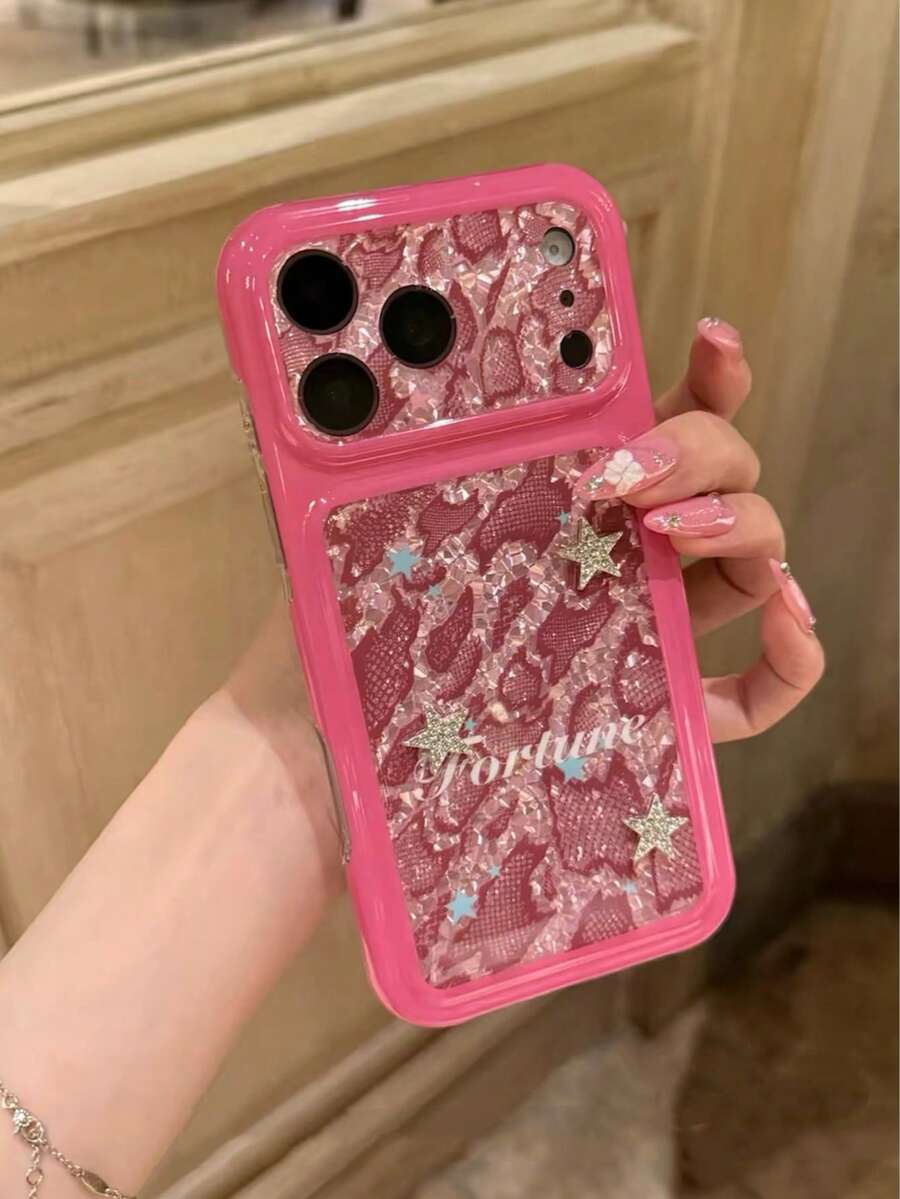 Sweet Cool Rose Red Leopard Print Star Pattern Phone Case Compatible ...