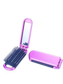 1pc Foldable Mini Air Cushion Comb With Makeup Mirror, Suitable For Daily Travel, Valentine's Day Gift, Hair Styling Tool, Hair Accessory - Multicolor - View 7