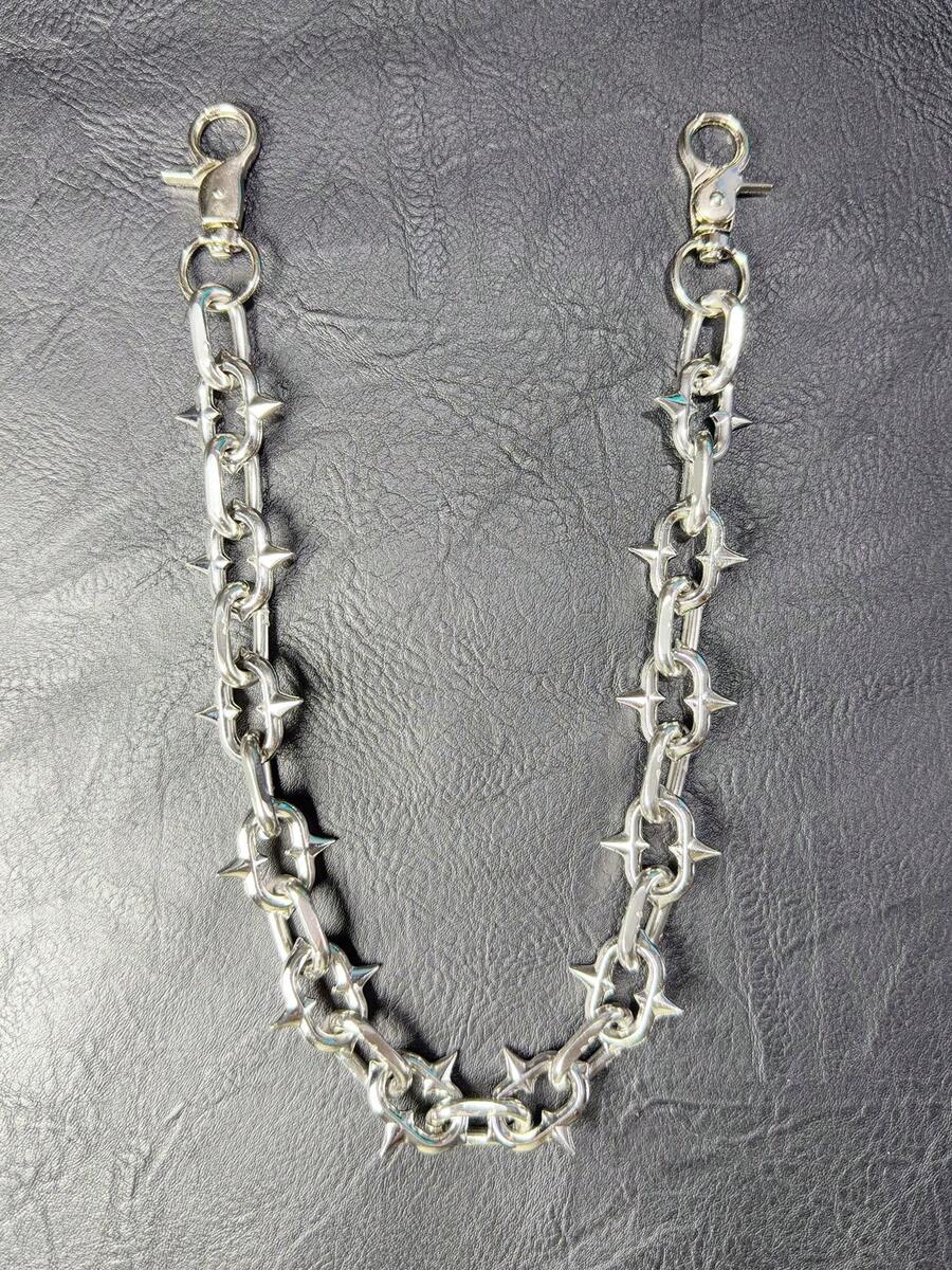 1pc Men's Metal Fashion Youthful Pants Chain, Thorn Waist Chain, Lobster Clasp Pendant, Wallet Chain, Retro Chain, Double Layer Chain, Hip Hop Punk, Jeans Chain, Pocket Chain, Keychain, Multi-Element Pants Chain - Silver 1 - View 1