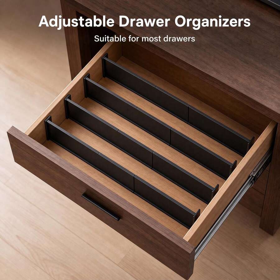 4/6/12pcs Retractable Drawer Dividers, Adjustable Kitchen Drawer Separators For Utensils Cutlery, Cabinet Drawer Storage Organizer For Kitchen Gadgets - View 1