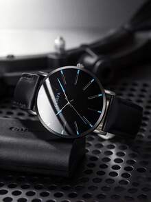 4pcs Men's Watch Gift Set-Featuring A Stylish, Casual Look Suitable For Everyday Wear, Making It An Ideal Gift Choice. - Black - View 3