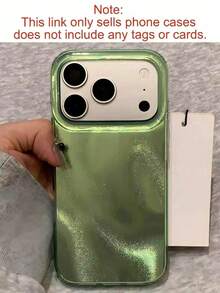 1pc Asymmetric Water Ripple Sequin Glossy IMD Phone Case, Compatible With IPhone 17 Pro Max 17 Pro 16 Pro Max 15 Pro Max 14 Pro Max 13 Pro Max 16 15 14 Plus 13 12 Pro 11, Cute Pink Glossy Soft Shell, Fashion Y2K Girl Gift - Green - View 2