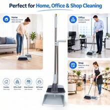 Dustpan And Broom Set With Long Handle Design, Durable And Easy To Store Handheld Cleaning Tool, Multiple Colors Available, Suitable For Home, Classroom, Mall Cleaning, Christmas And Halloween Cleaning Gift - 1pc - View 3
