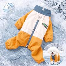 DomKim Multi-Color Dog Winter Warm Jacket, Waterproof Windproof Fleece Lining Coat, Built-In D-Ring Chest Harness, Zipper Closure Easy On/Off, Comfortable Cold Weather Clothing For Small To Medium Dogs, Daily Dog Walking Outfit, Red, Grey, Cream White - Multicolor - View 30